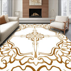 Ornate Floral medallion Design on White Rug