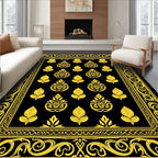 Ornate Gold and Black Paisley Pattern Rug