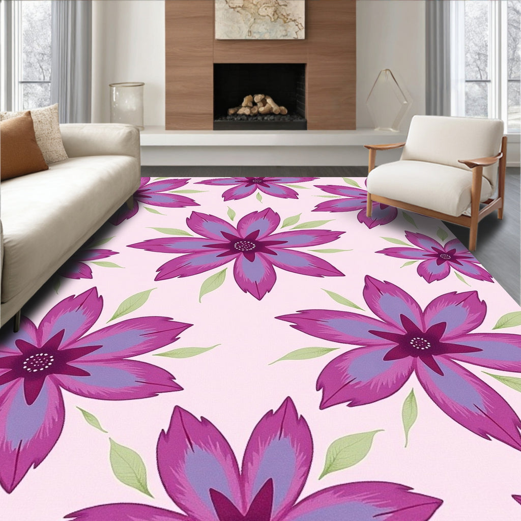 Floral Pop Art Inspired Pink Rug