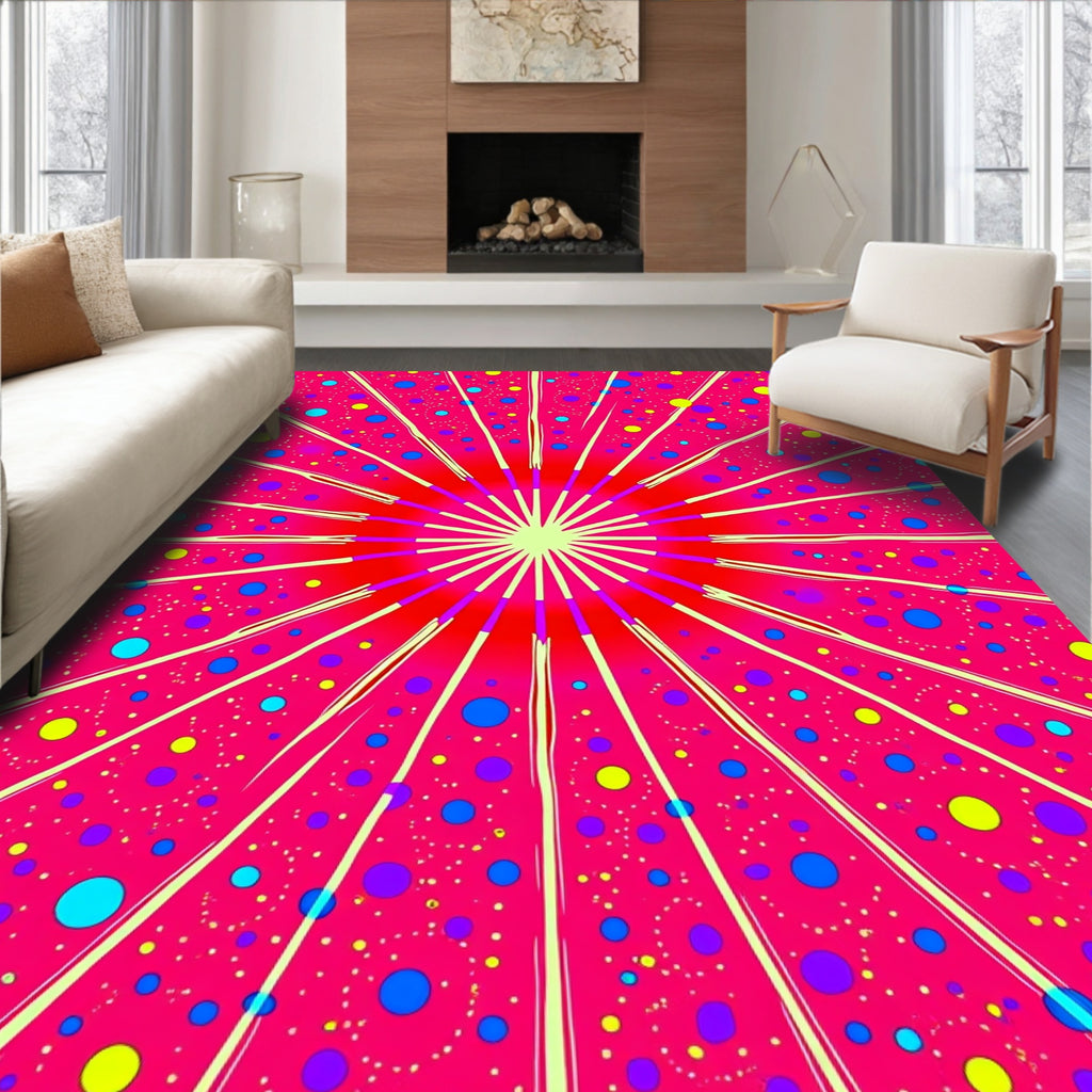 Radiant Polka Dot Sunburst Pattern Rug