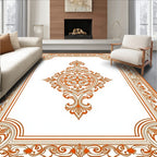 Ornate Scrollwork Floral Frame Design Rug