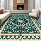 Ornate Floral Centerpiece Detailed Border Rug