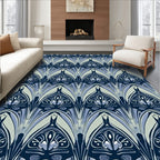 Art Deco Arch Floral Blue Gray Pattern Rug