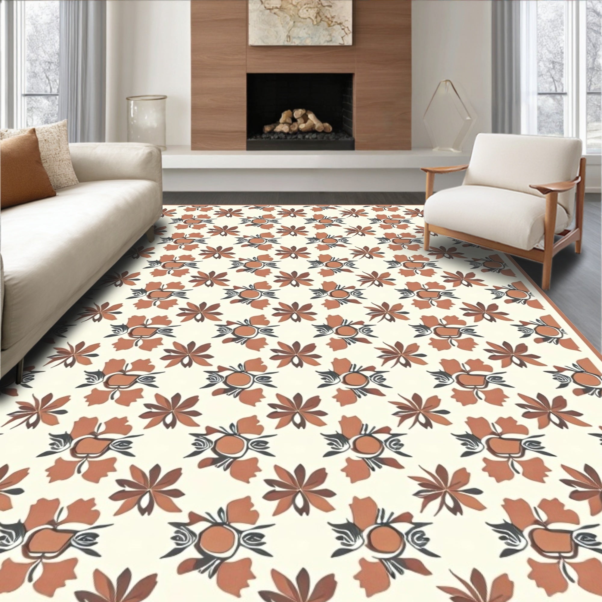 Rustic Floral Pattern Design Rug
