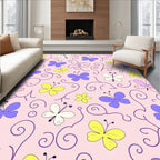 Whimsical Butterflies Vines Soft Pattern Rug