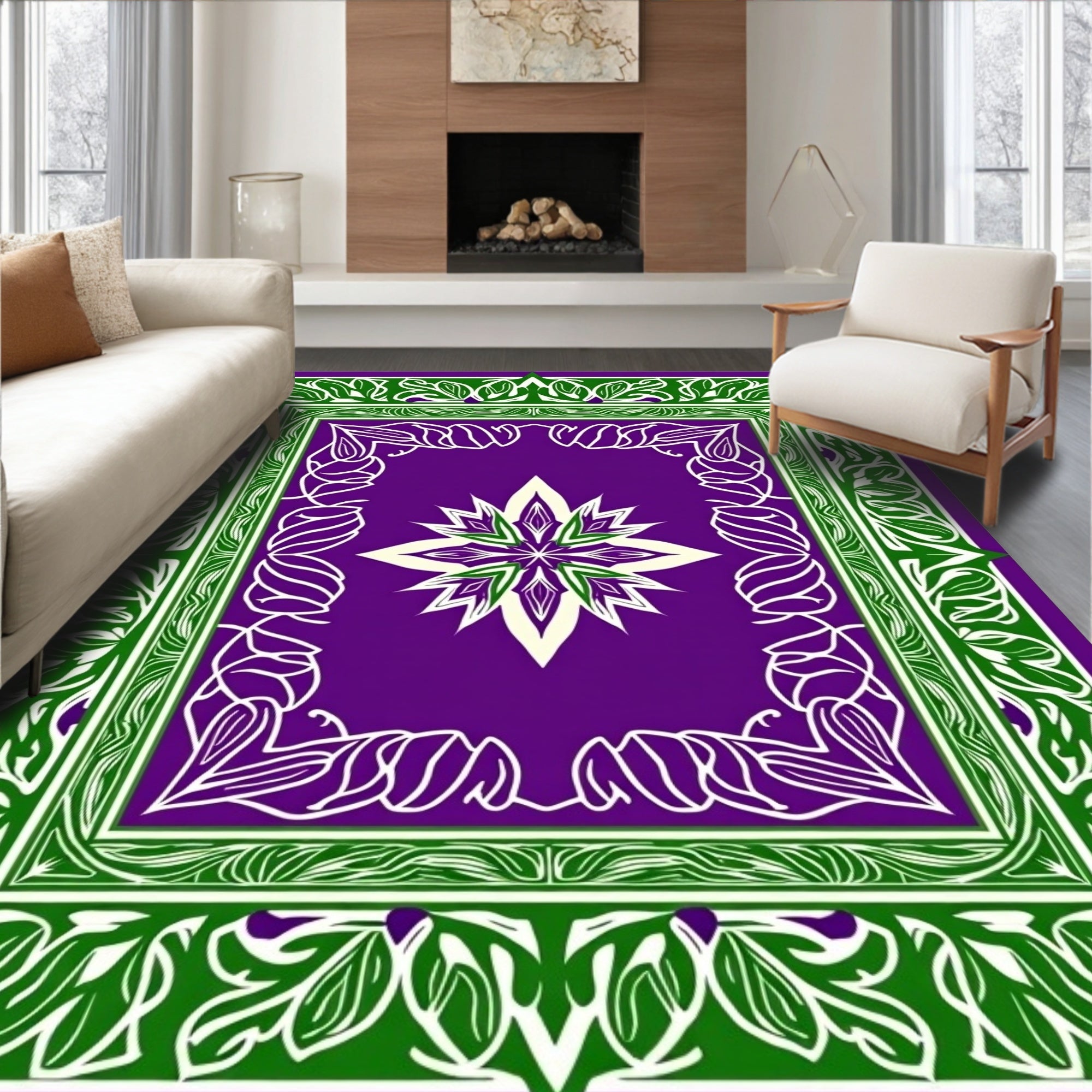 Bold Floral Frame Design Rug