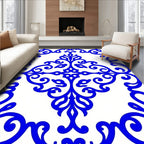 Classic Blue Scrolls Pattern Rug
