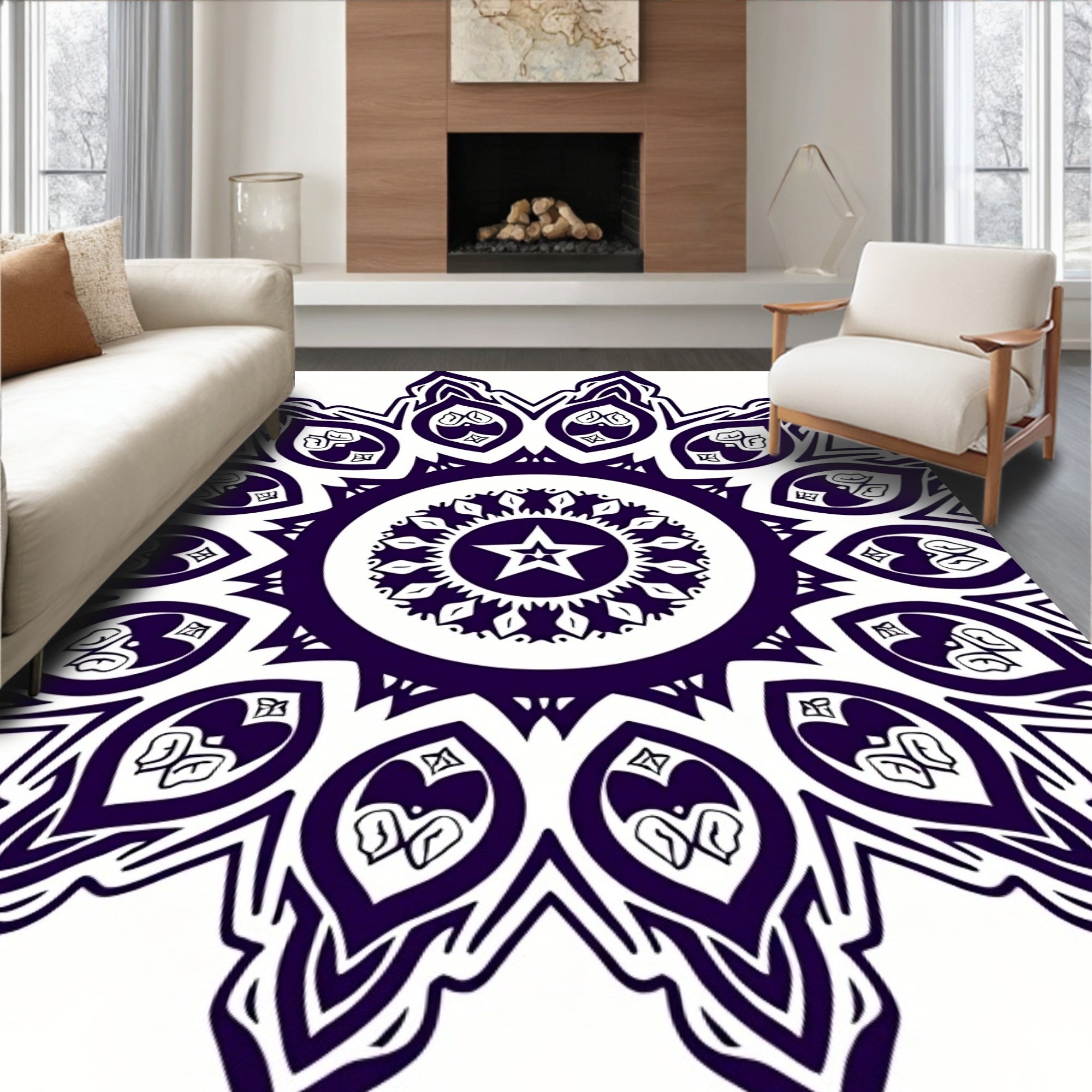 Intricate Star Mandala Design Rug
