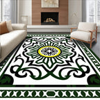 Detailed Floral Patterned Green Artwork Rug