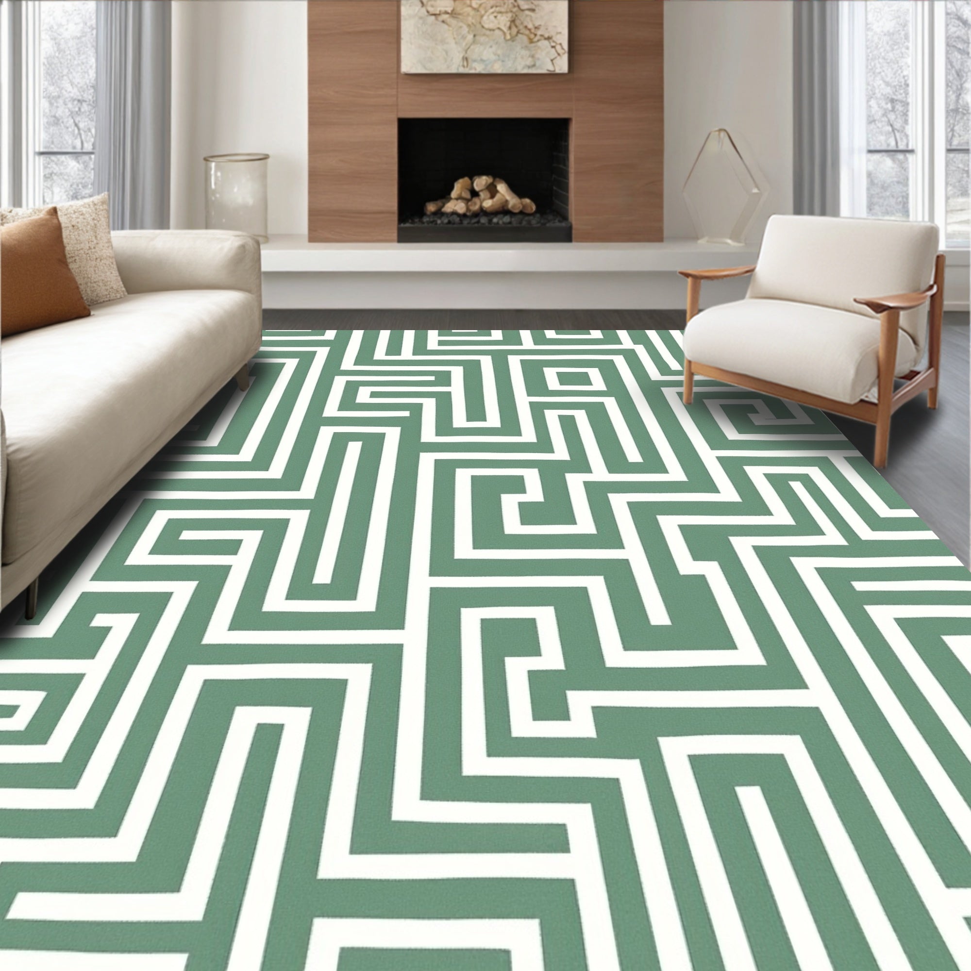 Geometric Maze Pattern Rug