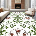 Green Red Floral Vintage Damask Pattern Rug