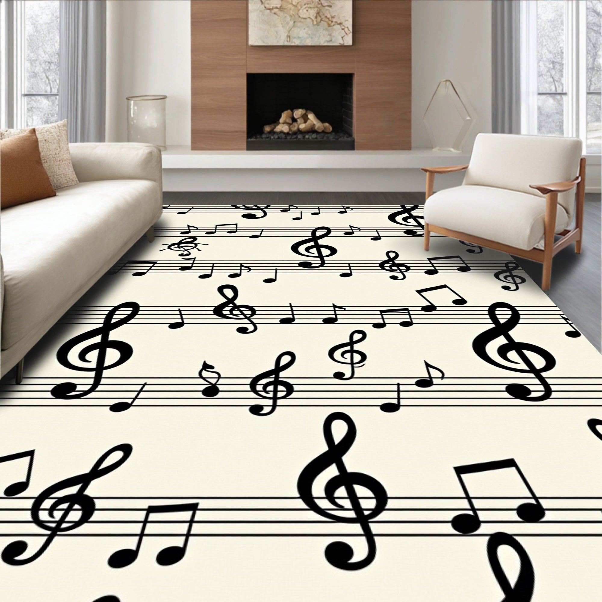 Musical Notes Staff Pattern Rug