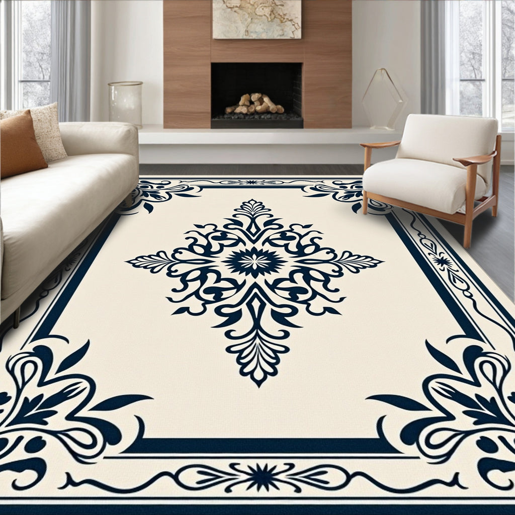 Classic Floral Medallion Frame Pattern Rug