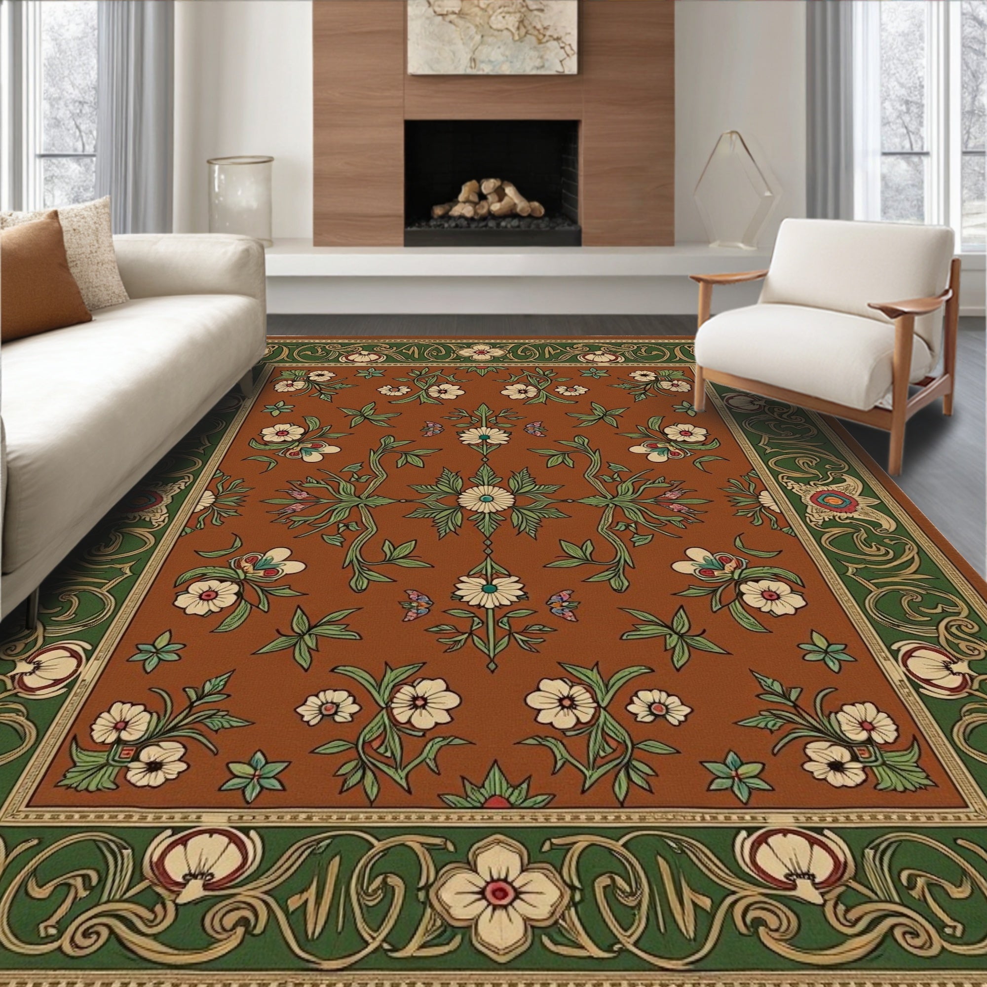 Art Nouveau Floral Garden Rug