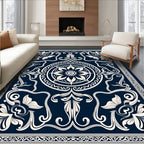 Vintage Scroll Floral Medallion Design Rug