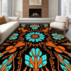 Bold Orange Aqua Mandala Pattern Rug