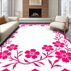 Hot Pink Floral Border Design Rug