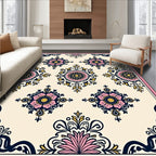 Floral medallions and ornate corner patterns Rug