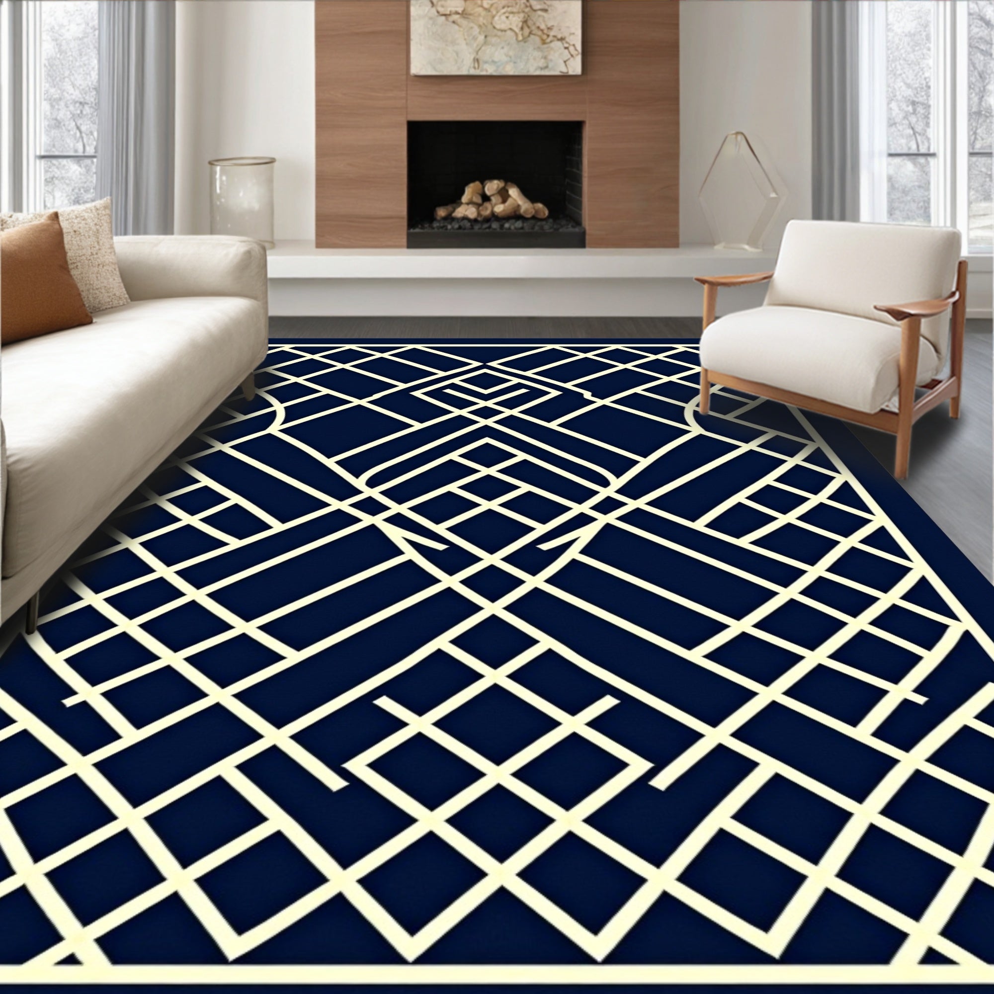 Geometric Intersecting Lines Design Rug