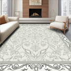 Light Gray Floral Vine Patterned Area Rug