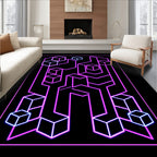 Geometric Cubes In Neon Lines Rug
