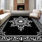 White Filigree Mandala Border Design Rug
