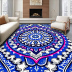 Vibrant Blue Pink Mandala Design Rug