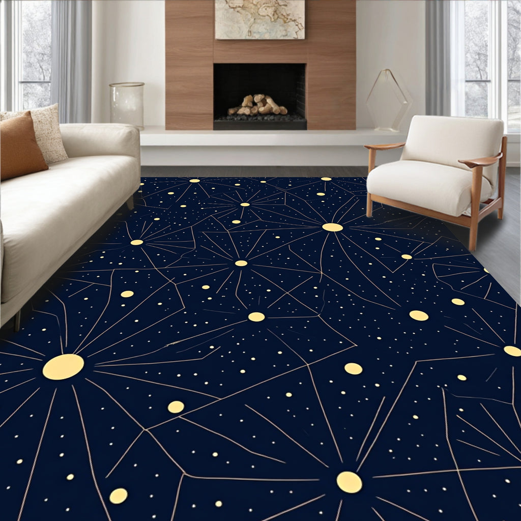 Geometric Starburst Blue Pattern Rug