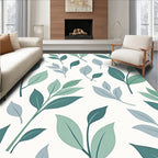 Green Leaf Pattern Modern Rug