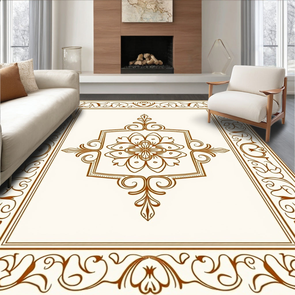 Classic Floral Scroll Border Design Rug