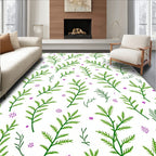 Green Branches With Purple Floral Accents Rug