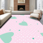 Sweet Mint Heart Polka Dot Pattern Rug