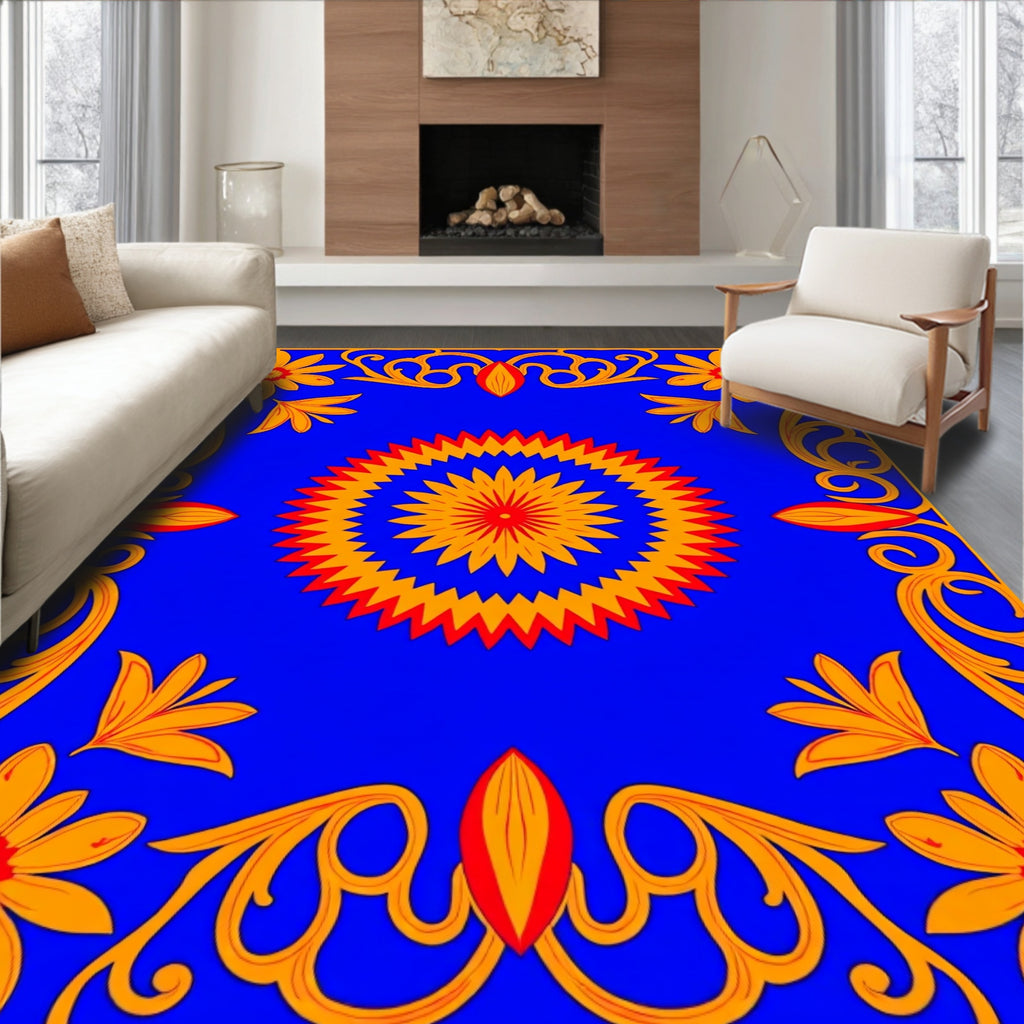 Bold Floral Starburst Pattern Rug
