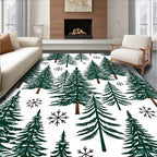 Evergreen Forest Snowflakes Rug