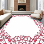 Ornate Floral Scrollwork Pink Pattern Rug