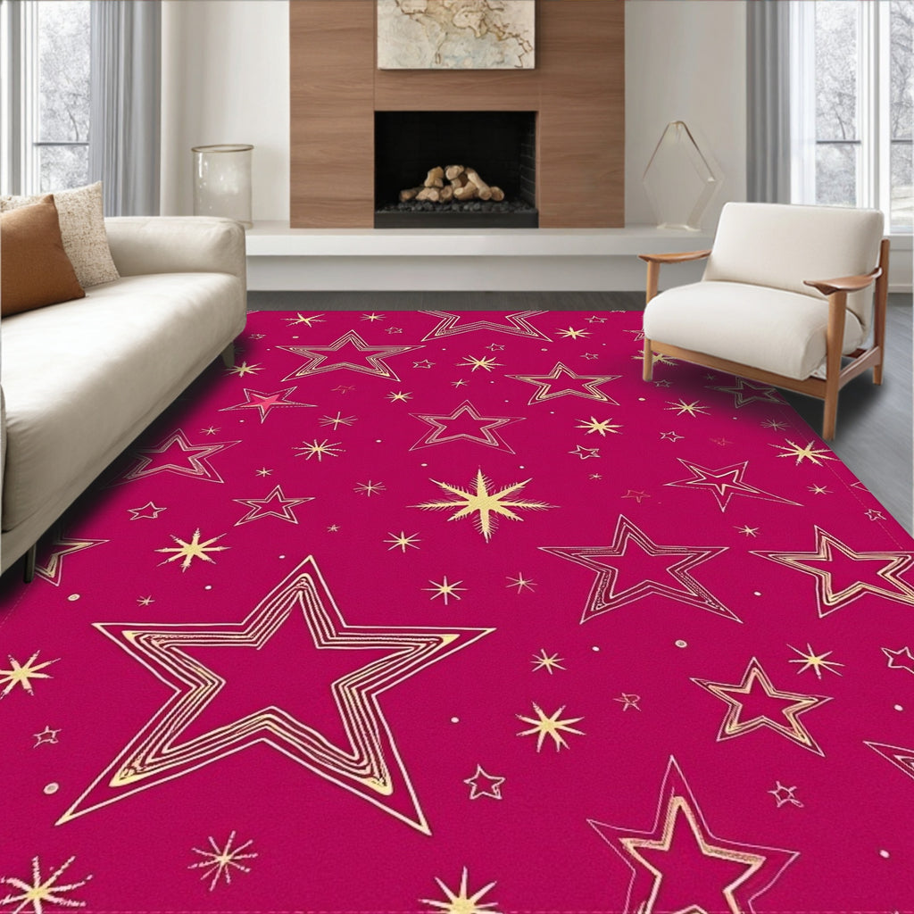 Gold Stars Scattered Pattern Rug