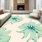 Light Green Blue Floral Print Rug