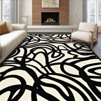Abstract Swirls Black White Pattern Rug