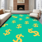 Gold Dollar Sign Pattern Rug