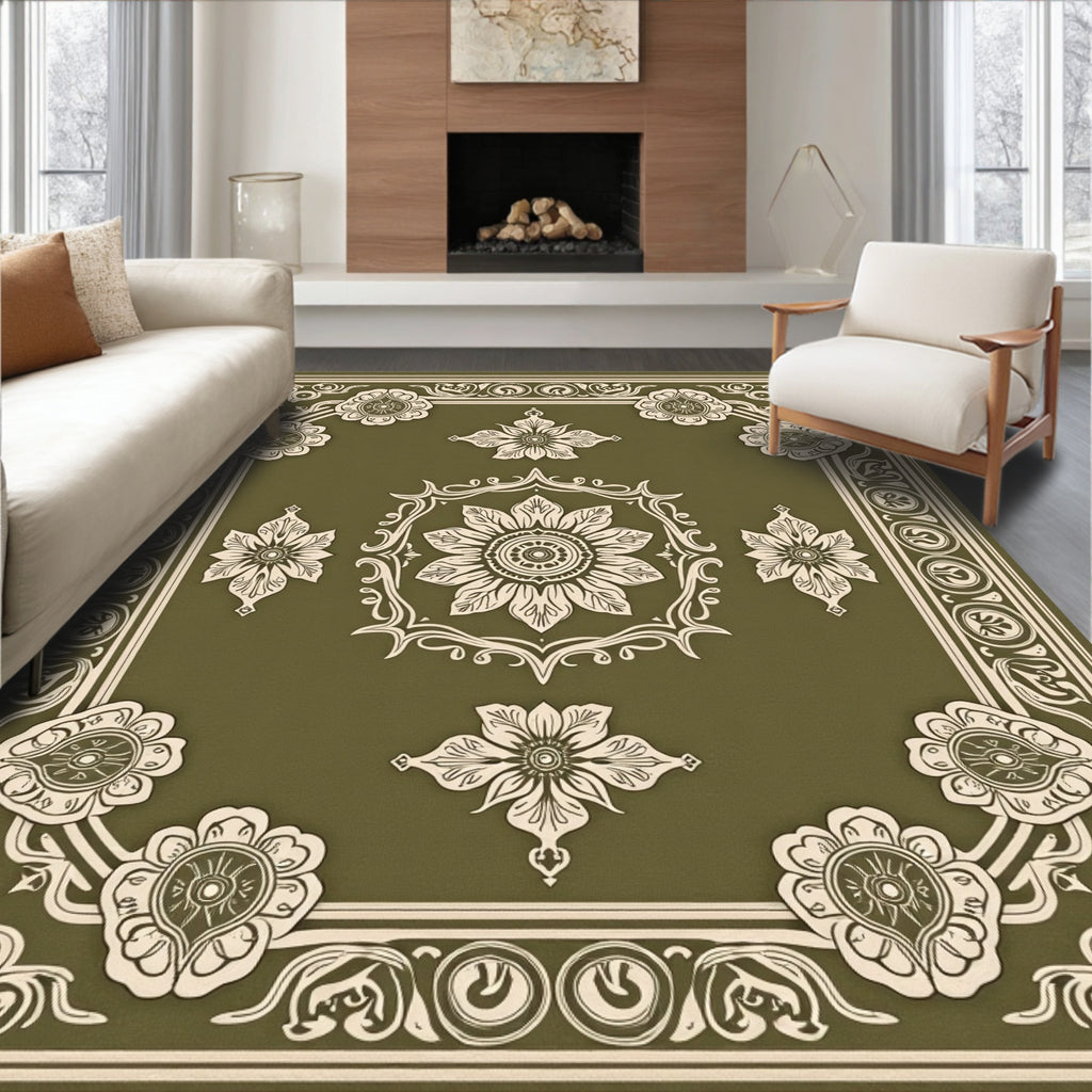 Classic Floral Bordered Intricate Design Rug