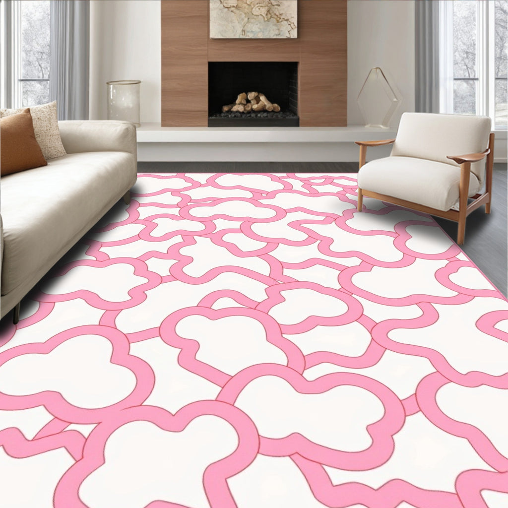Playful Pink Cloud Pattern Rug