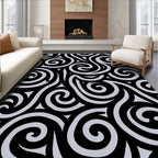 Black Grey Swirl Pattern Rug