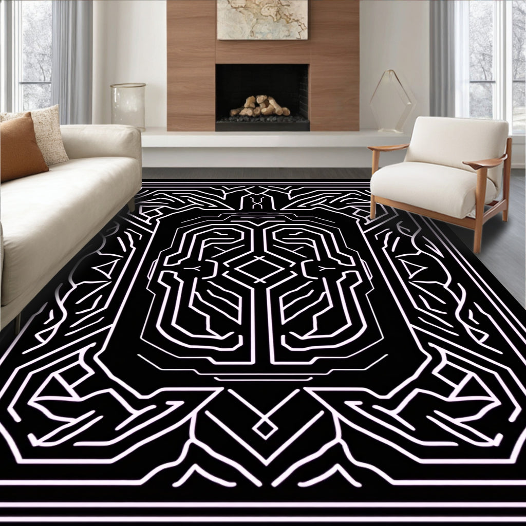 Abstract Linear Geometric Pattern Rug