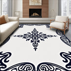 Classic Black And White Medallion Ornament Rug