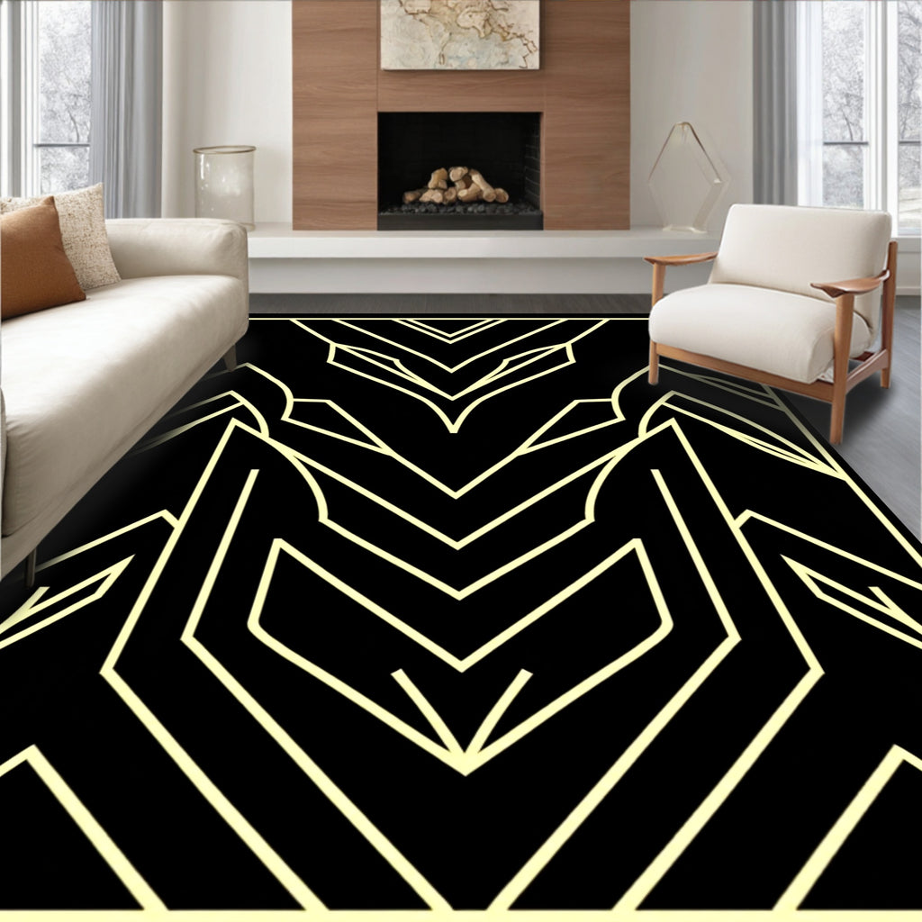 Modern Geometric Fan Pattern Rug