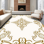 Ornate Floral Symmetry Scrollwork Design Rug