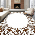 Brown Floral Scroll Decorative Rug