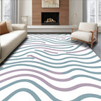 Wavy Teal Mauve Line Design Rug