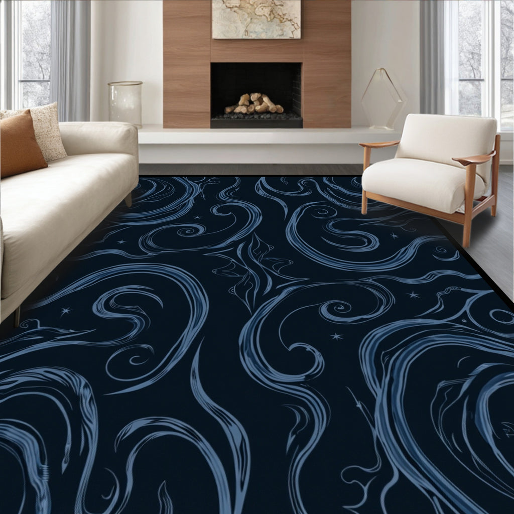 Mystical Swirls Star Pattern Rug