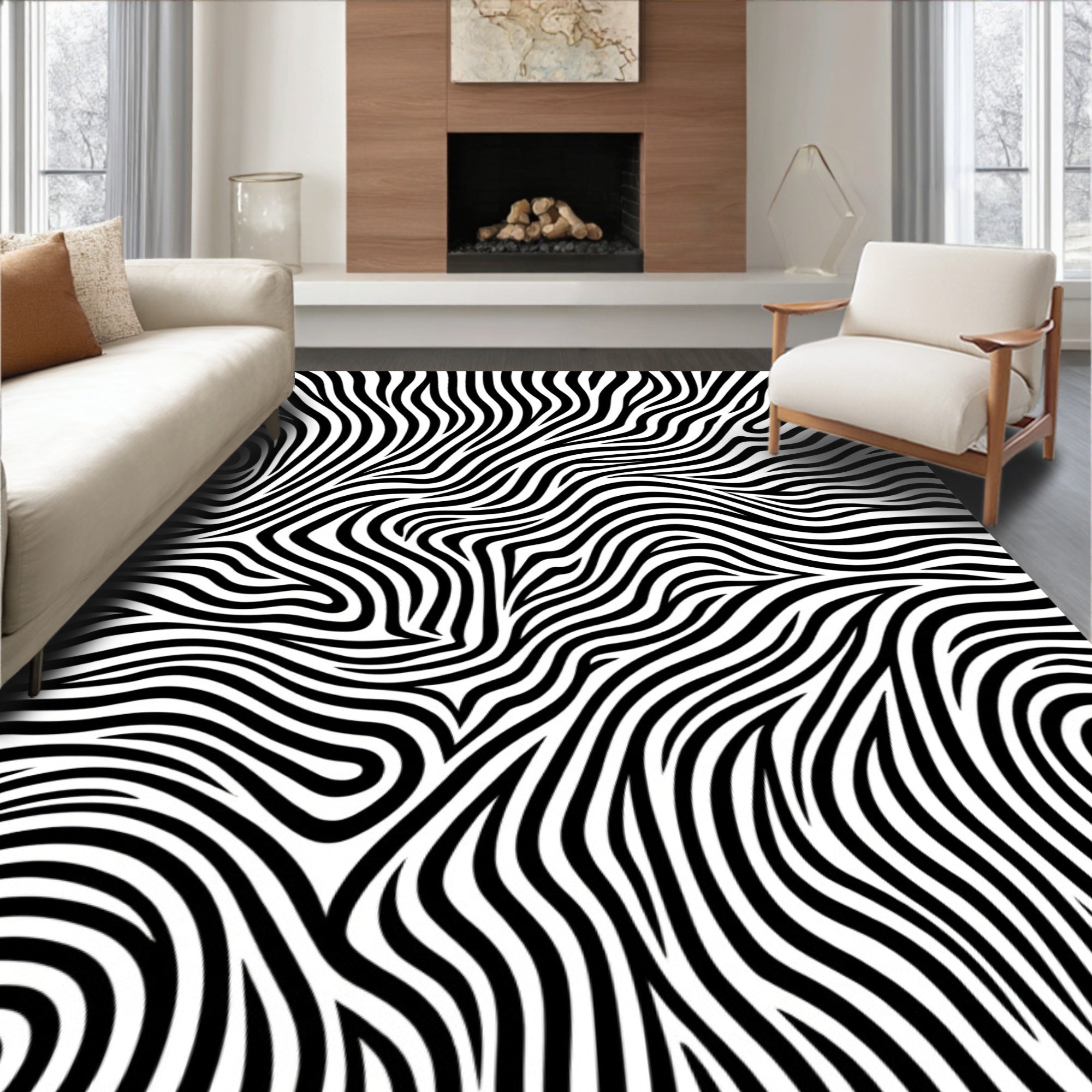 Bold Zebra Stripe Pattern Design Rug